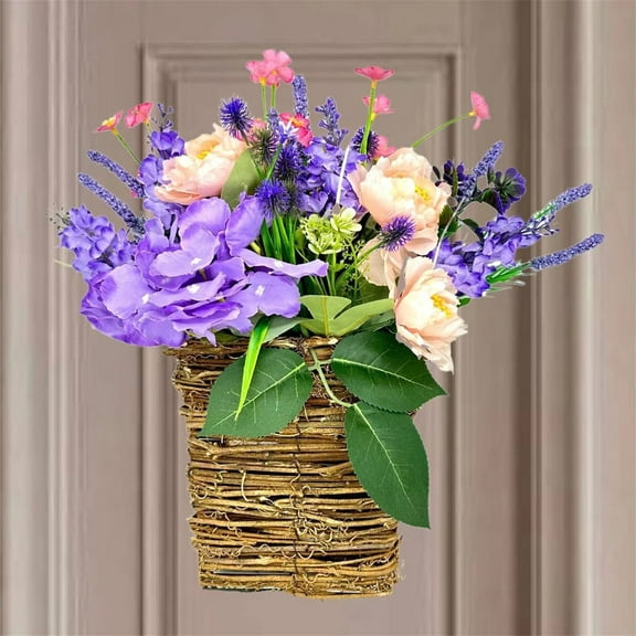 Clearance Artificial flowers under $15,Hydrangea Door Hanger Basket Wreath 2024 Spring Wreaths For Front Door Home Porch Farmhouse Decor Boho Wreaths Berry Wildflower Door Hanger Basket