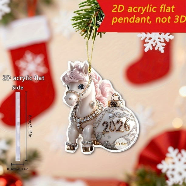 Adorno de caballo con pedrería – Construcción metálica resistente, diseño festivo de árbol de Navidad resistente al desvanecimiento, accesorio decorativo para llaveros, materiales seguros, una pieza