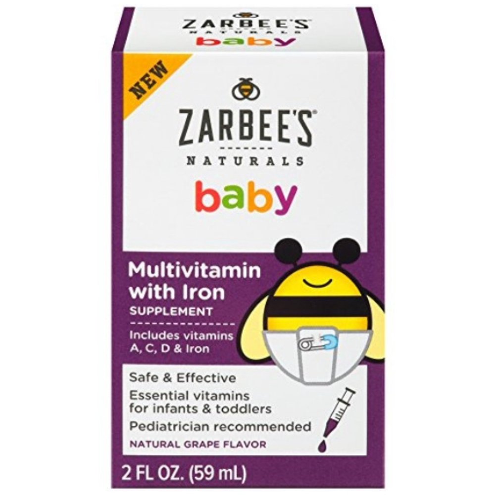 6 Pack ZarBee's Baby Multivitamin with Iron, Natural Grape Flavor, 2