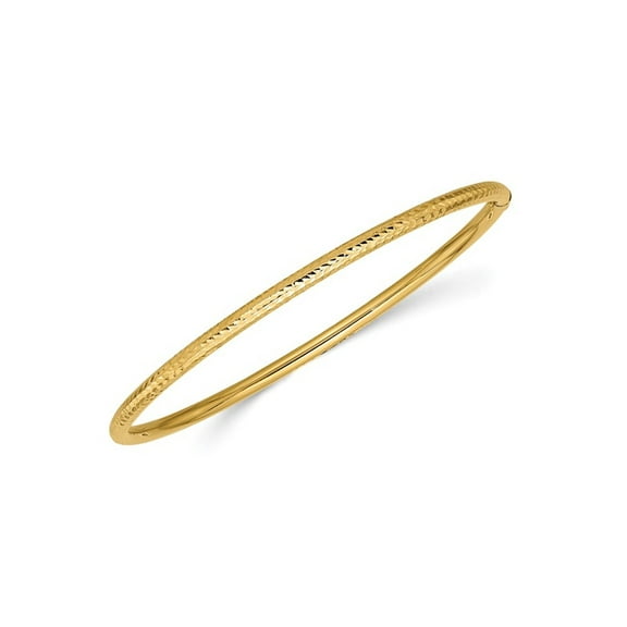 Primal Gold 14 Karat Yellow Gold 3mm Diamond-cut Tube Slip-on Bangle