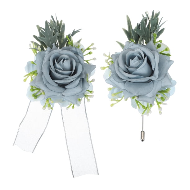 Juego de Corsage de Muñeca y Boutonnières Gris Uxcell, Corsage de Flores Artificiales para Boda Novia Novio Ceremonia Aniversario Baile Fiesta