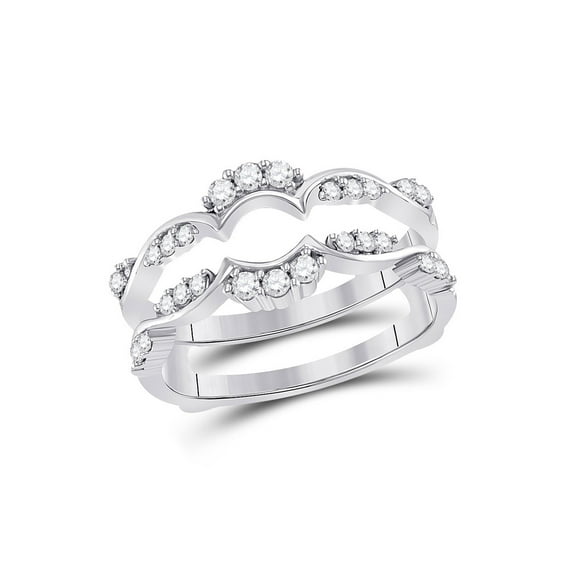 Mia Diamonds 14kt White Gold Womens Round Diamond Wrap Ring Guard Enhancer 1/3 Cttw