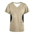 thumbnail image 4 of DPTALR Women's Short Sleeve V-Neck Tops Working Uniform Printing Pocket Blouse Tops, 4 of 4