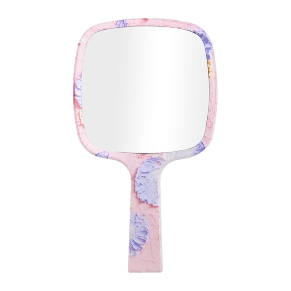 Unique Bargains 1 Pc Portable Square Handheld Mirror for Business Travel Purple Pink