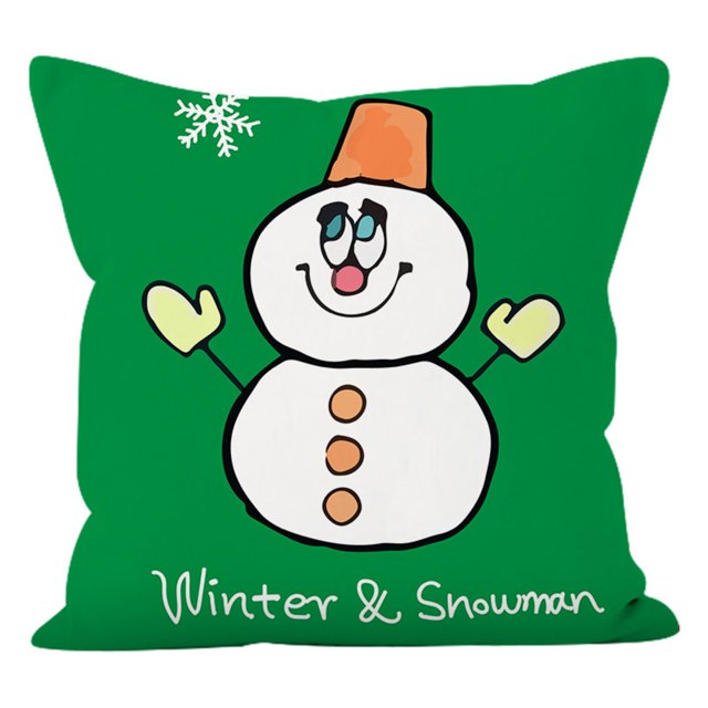 Funda De Almohada Con Estampado De Muñeco De Nieve Navideño Funda De Almohada Pequeña Estampada Funda Decorativa Para Sofá
