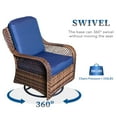 thumbnail image 4 of MF Studio Rattan Swivel Rocking Chairs 3 PC Patio Conversation Set, Outdoor Bistro Set Lawn Garden with 2 Cushioned Chairs & 1 Side Table, 4 of 11