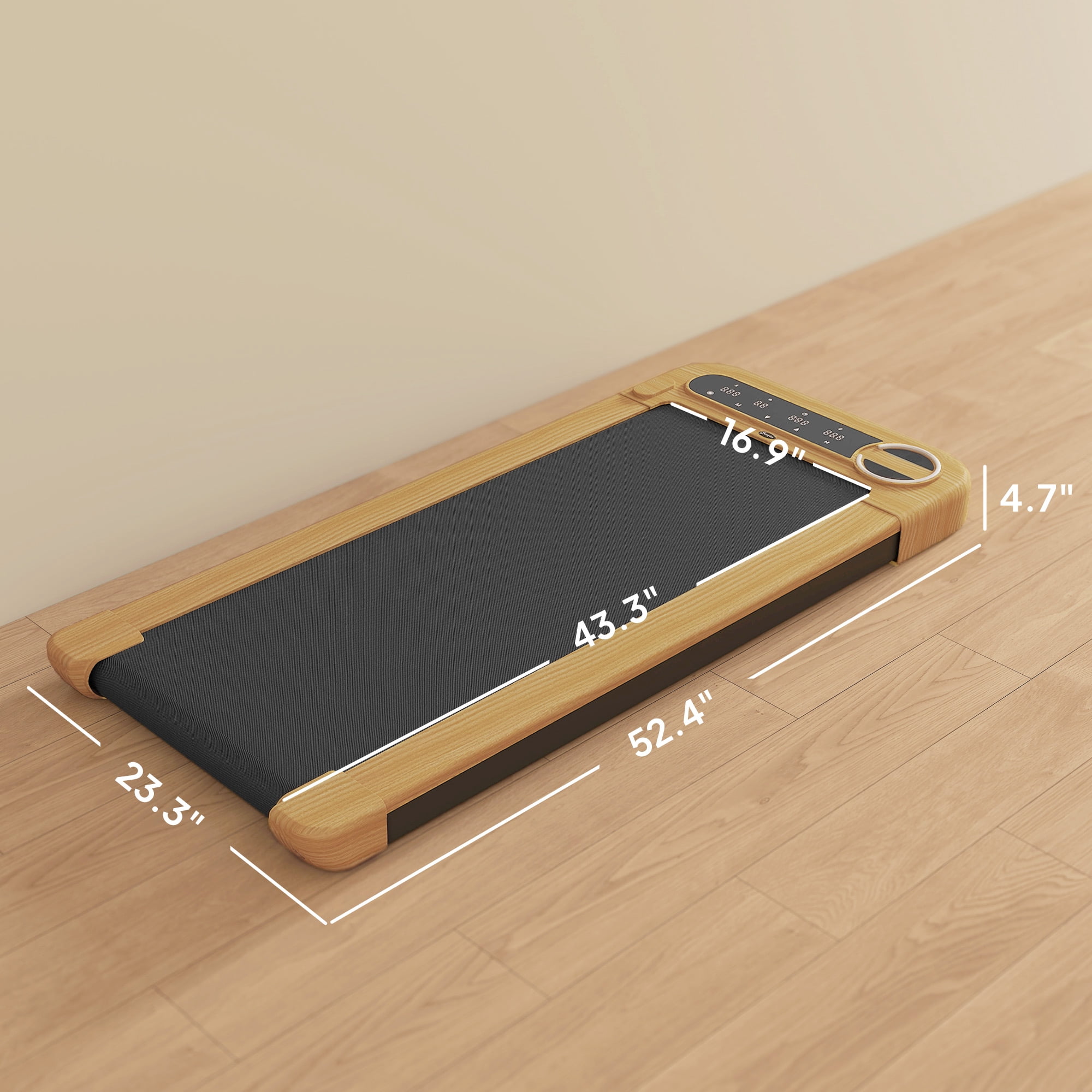 Soozier Walking Pad, 2.5HP Under Desk Treadmill with 17" x 43" Wide Belt, Remote Control, Bluetooth Speaker, Wheels and LED Display for Home Office
