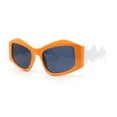 thumbnail image 2 of Womens Mod Angular Brow Cat Eye Thick Wavy Arm Plastic Sunglasses Orange White - Black, 2 of 4