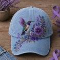 thumbnail image 2 of Under$8 Beach Hats For Women Women Breast Cancer Awareness Baseball Cap Embroidered Hummingbird & Colorful Wildflower Print Hat Ribbon Design Support Headwear for Daily Outdoor Gsakboxl, 2 of 4