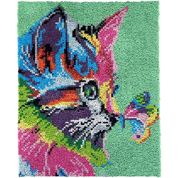 latch hook kits for adults,rug making kit for adults cute cats,Latch Hook Rug Kit for Adults Crocheting Carpet Rug Yarn Sofa Cushion Mat Tapestry DIY Carpet Arts Crafts 50 × 38cm / 19.7 * 15.0 inches