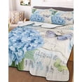 thumbnail image 3 of Quilts Twin Size, Blue Vintage Hydrangea Soft Comforter Bedding Set for Bed, Spring Retro Clock Butterfly Lightweight Quilted Bedspread with Pillow Cover(2 Pieces) for All Season, 68x86 Inch, 3 of 6