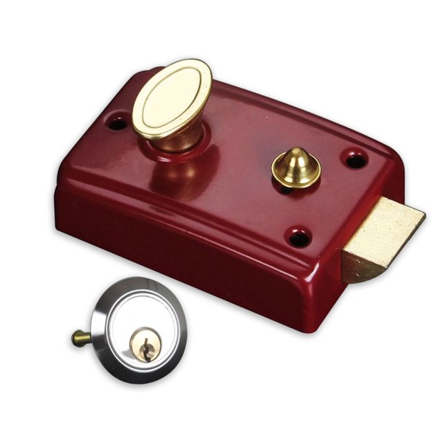 Night Latch Deadbolt Rim Lock Household Locks Front House Front Door Office Padlocks Gate Anti-Theft Heavy-Duty Single Mortise Open With Key Type 1