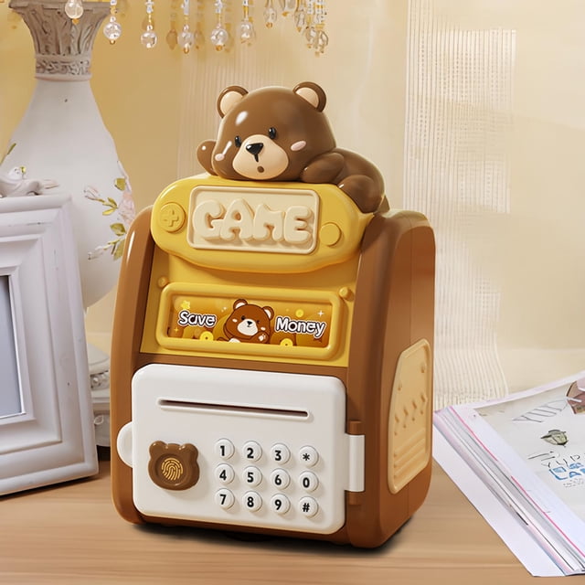 Bwiyojiz Toy Toys Fingerprint Password Lock Cute Pet Piggys Bank Simulation Multi-function Intelligent Automatic Roll Coin Saving Money, Gifts for Family