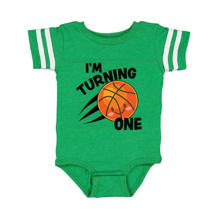 

Inktastic I m Turning One with Basketball Gift Baby Boy or Baby Girl Bodysuit