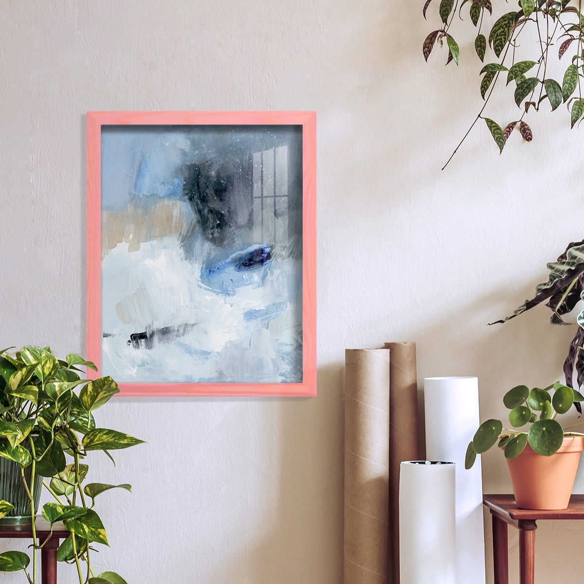 Welle II - Framed Print w/glass - Sunset Pink