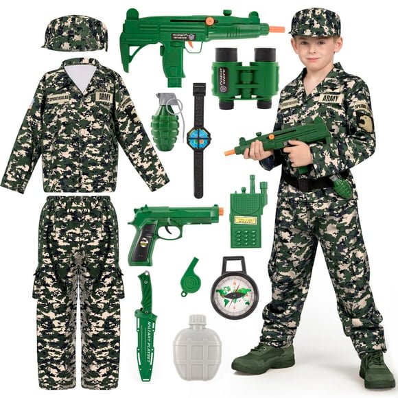 Disfraz de soldado militar de Spooktacular Creations para niños de 12 a 14 años