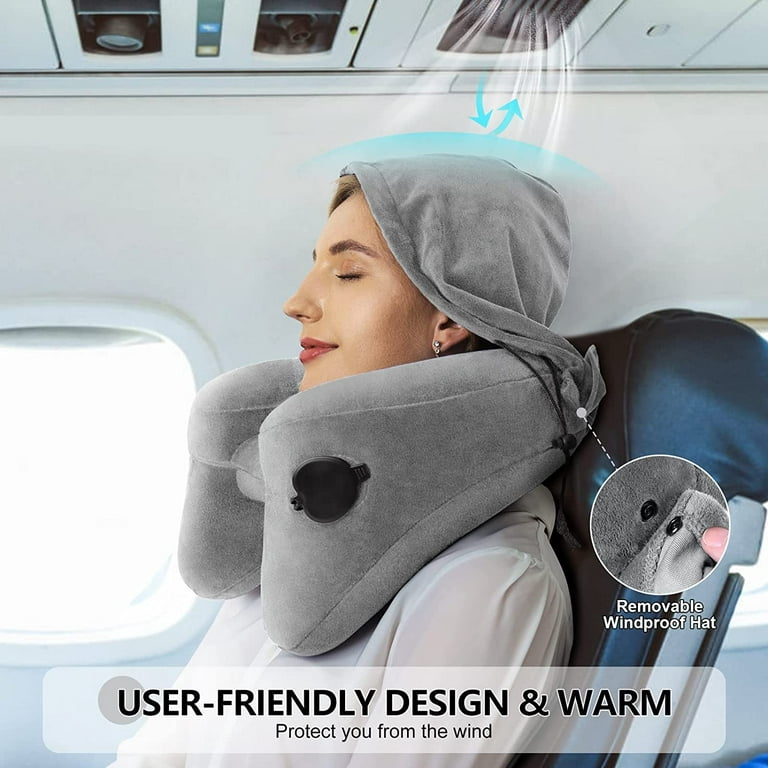 Inflatable Travel Pillows for Airplane, Blow Up Neck Pillow for Sleeping,  Airplane Travel Essentials for Long Flight Support Head, Neck and Lumbar