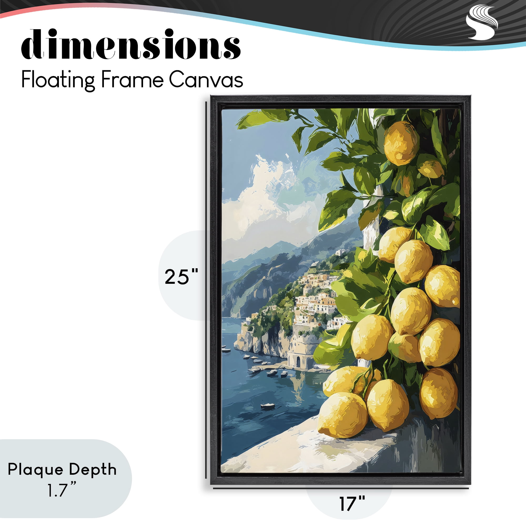 Stupell Industries Lemon Terrace Amalfi View Black Framed Floater Canvas Wall Art, design by Creative Studio