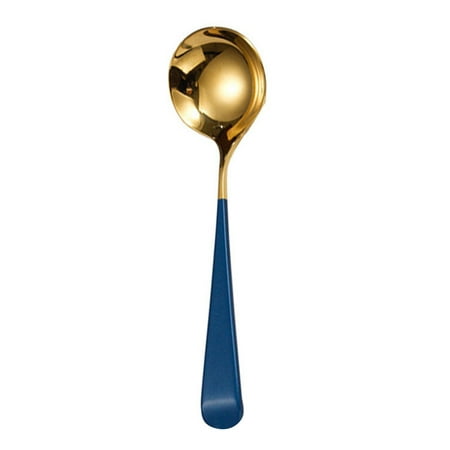 

Biplut Coffee Spoon Eco-friendly Rust-proof Stainless Steel Hot Drinking Spoon Flatwares for Dorm (Blue&Golden)
