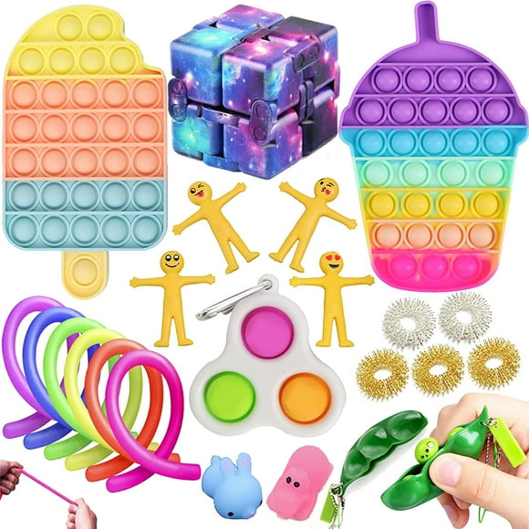 CPDD POP Fidget Toys It Packs Under 10, Simple Dimple Figit Toys Packages with Stress Balls, Fidget Cube Dimple Digits Mochi, Bubble Popping Sensory Toys Fidget Pack Cheap 22PCS Fidget Box (A)