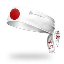 Suddora Japan Flag Ninja Style Tie Headband Sweatband, White