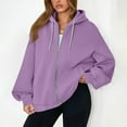 thumbnail image 5 of Fewfanhot Fall Sweatshirts for Women Zip Up Hoodie Trendy Oversized Sweatshirt Casual Long Sleeve Fleece Jacket Fall Outfits Fashion Clothing, 5 of 6