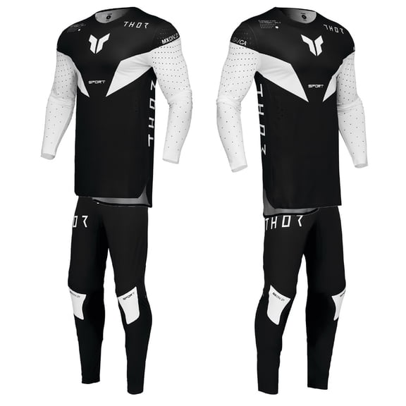 Thor 2025 Adult Mens SPORTMODE Strike Offroad Motocross Jersey Pant Combo (Black, Small / 28)