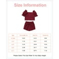 thumbnail image 2 of 5Y Little Girls Clothes 6 Years Little Girls 2PCS Summer Clothing Set Off-the-shoulder Solid Color Little Girls Short Sleeve Top Short Set Red, 2 of 7