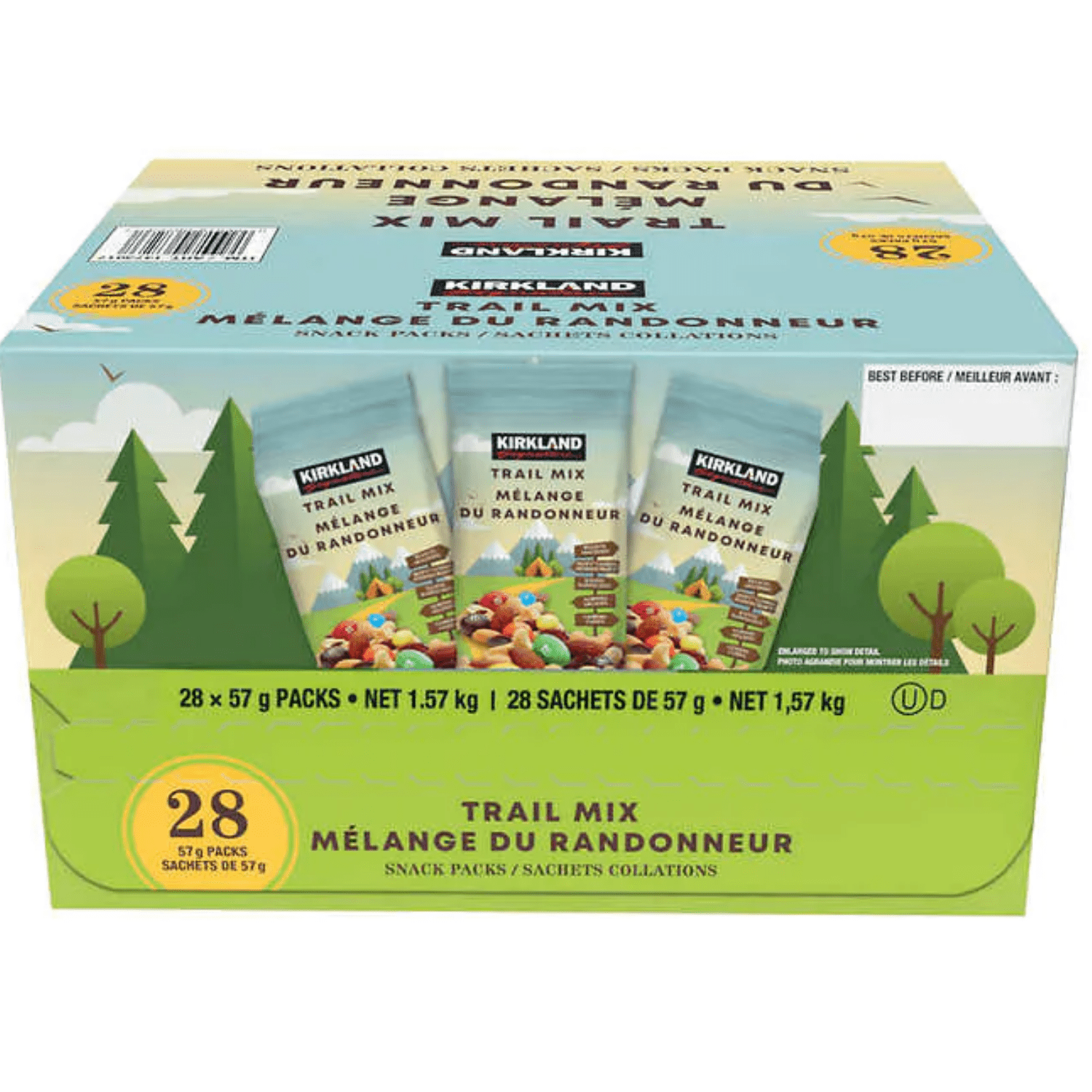 KS Trail Mix, M&M's Milk Chocolate, & Nut Raisins Almonds & Cashews NonGMO No Artificial