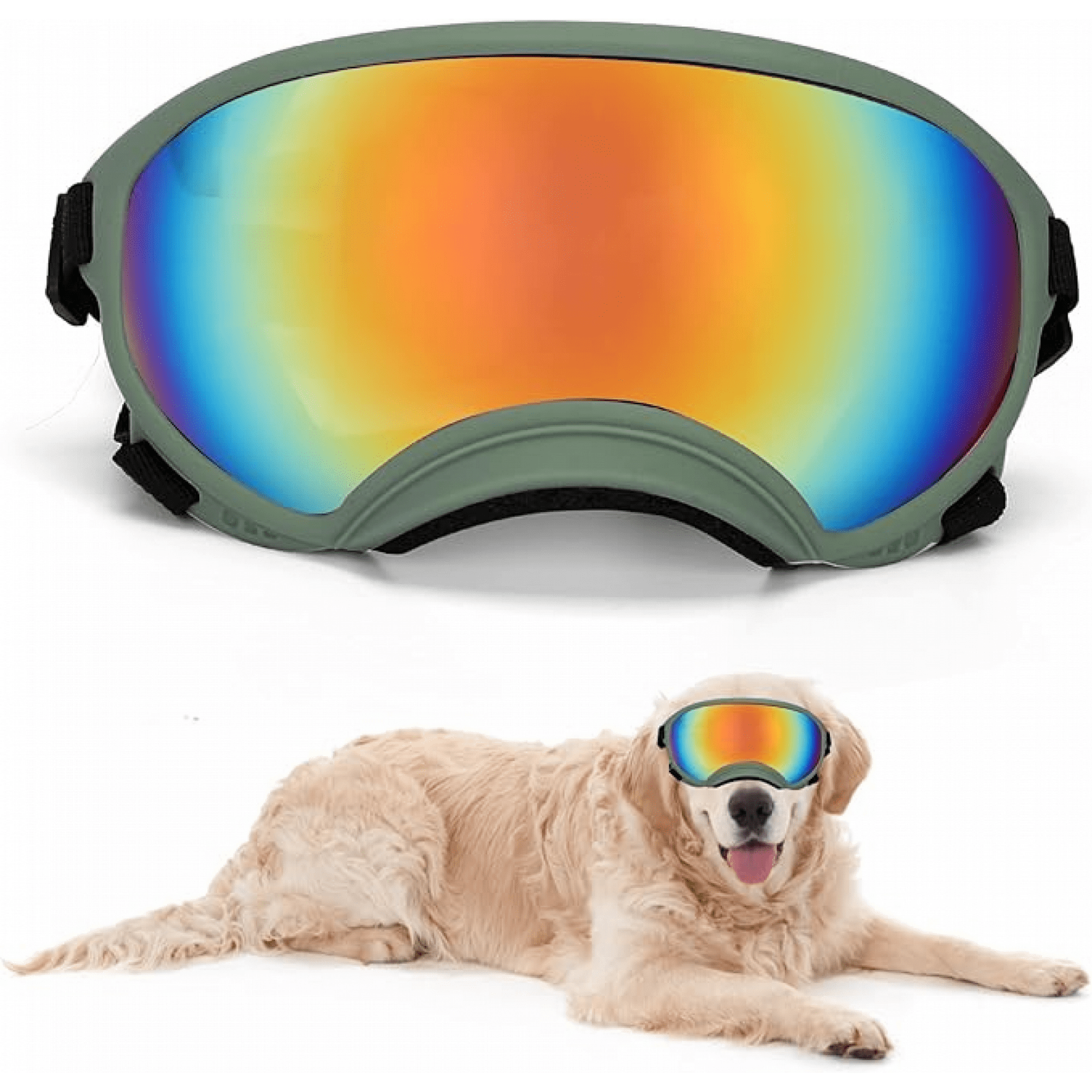 Large Dog Sunglasses Dog Goggles Pet Glasses Pet Eyewear with Adjustable Strap Glasses for Medium Large Dog Swimming Skating Glasses UV Proof Windproof Dustproof Green L XL Walmart