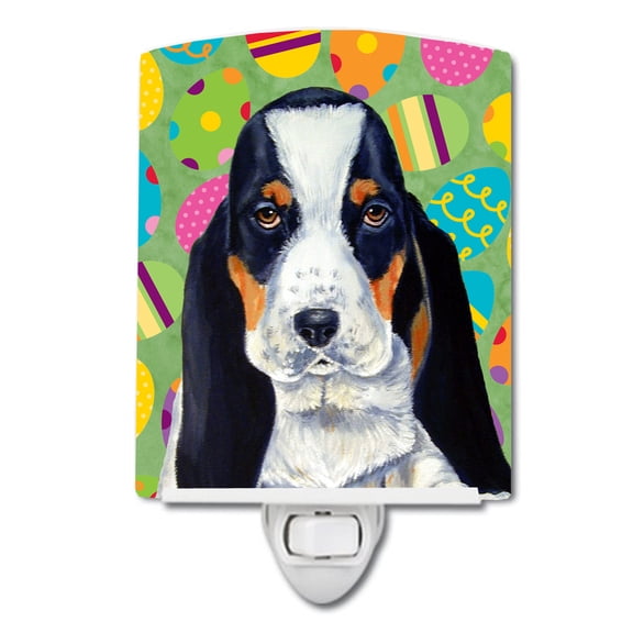 Caroline's Treasures LH9419CNL Basset Hound Easter Eggtravaganza Ceramic Night Light, 6x4x3", multicolor