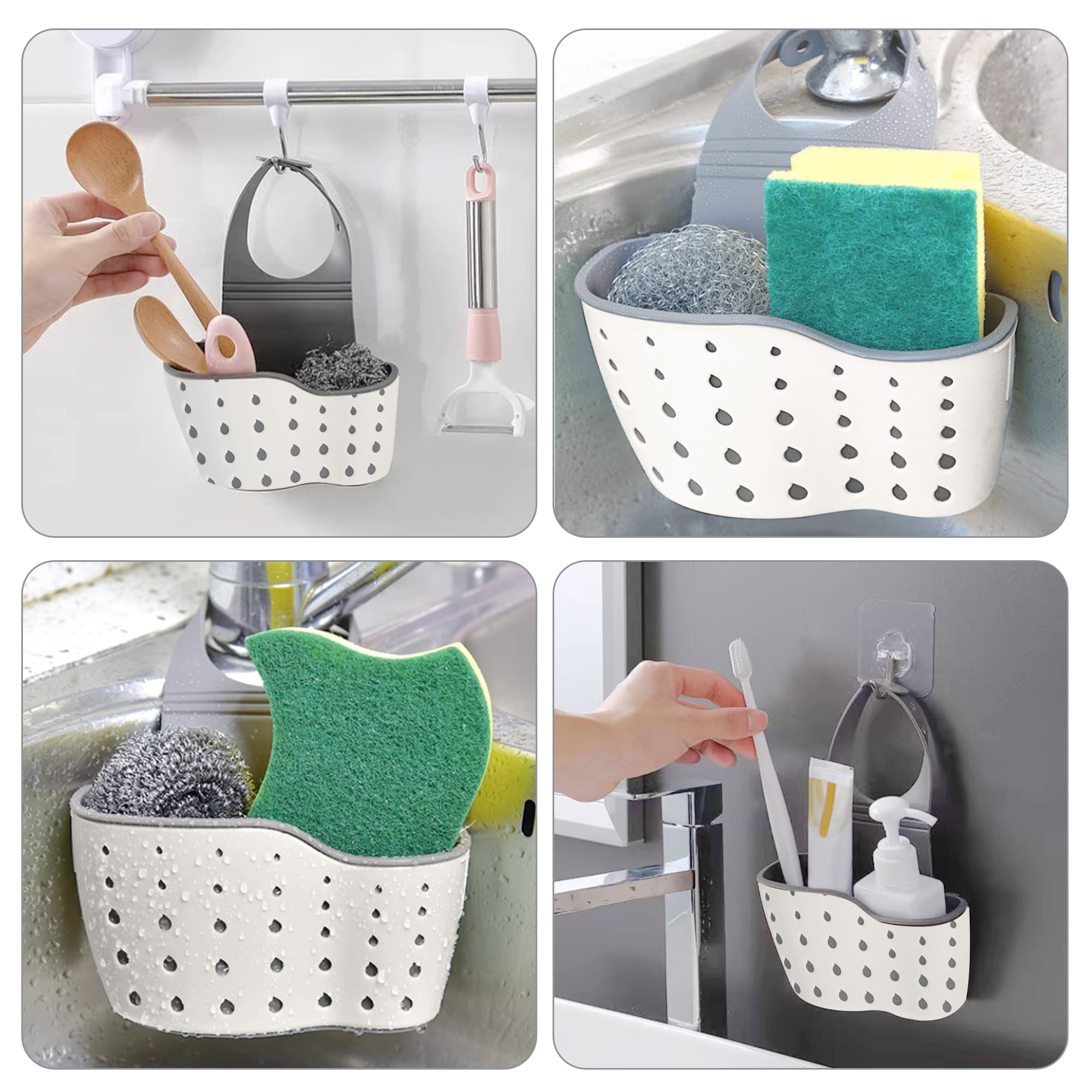 LIGHTSMAX Sink Caddy Organizer,Kitchen Faucet Sponge Holder, Drainer Caddy  for Dish Washing, Stainless Steel Faucet Storage Rack Hanging, Shelf Soap  Sponge Storage Rack, Holder Faucet Sponge Hanging in the Sink Caddies  department