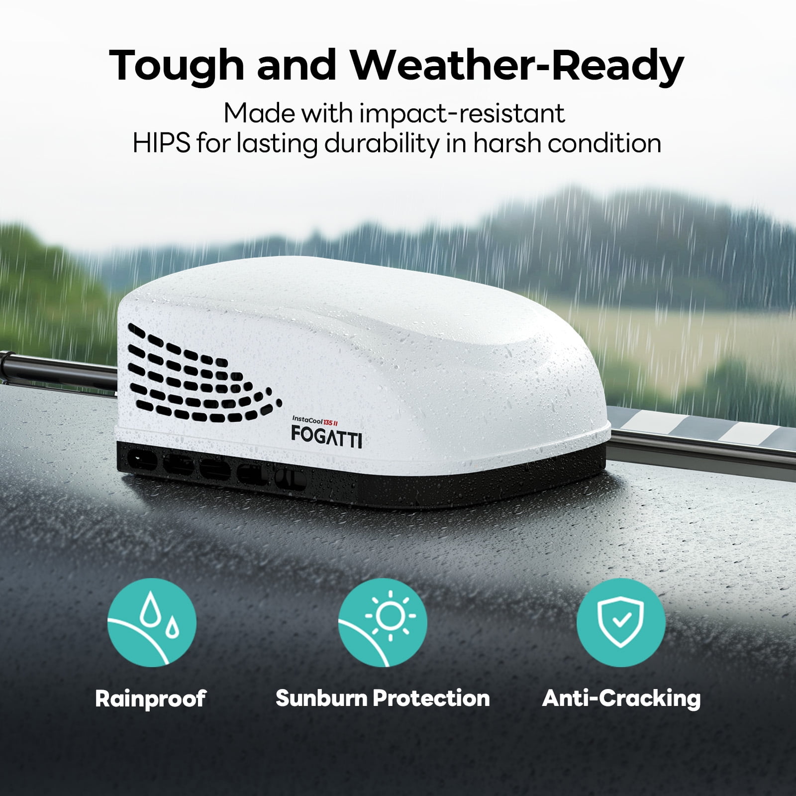Fogatti RV Air Conditioner 13500 BTU Rooftop AC Unit with R32 Refrigerant and Wired Controller