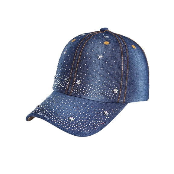 Women's Baseball Cap Shiny Sequins Adjustable Breathable Casual Sports Baseball Cap Trucker Hats Women Blue