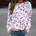 thumbnail image 2 of YUGYXL Long Sleeve Shirts for Women Plus Size Loose Pullover Fall Fashion Basic Trendy Crew Neck Floral Printed Casual Tops Purple XXXL, 2 of 5
