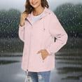 thumbnail image 2 of Lightweight Rain Jacket Women, Yigetop Female Solid Color Hooded Sun Clothing Jacket Lightweight Close Fitting Sports Outdoor Long Sleeve Zipper Jacket Rain Coats for Women Pink XL, 2 of 5
