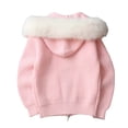 thumbnail image 5 of MKOSPLRT Cardigan Sweaters for Girl 7-15 Years Full Zip Faux Fur Hooded Oversized Knit Cardigans Solid Long Sleeve Jacket Coats with Pocket, 5 of 7