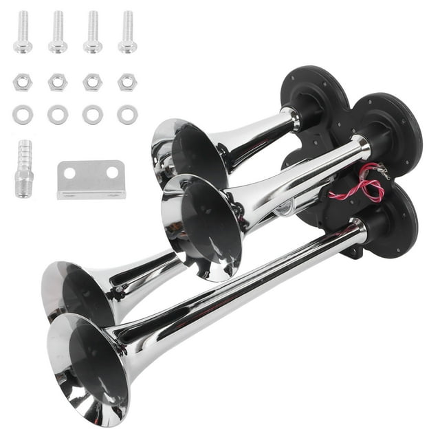 Car Trumpet,12V/24V 4 Trumpet Air Trains Horn Kit Trains Horn Custom Engineered