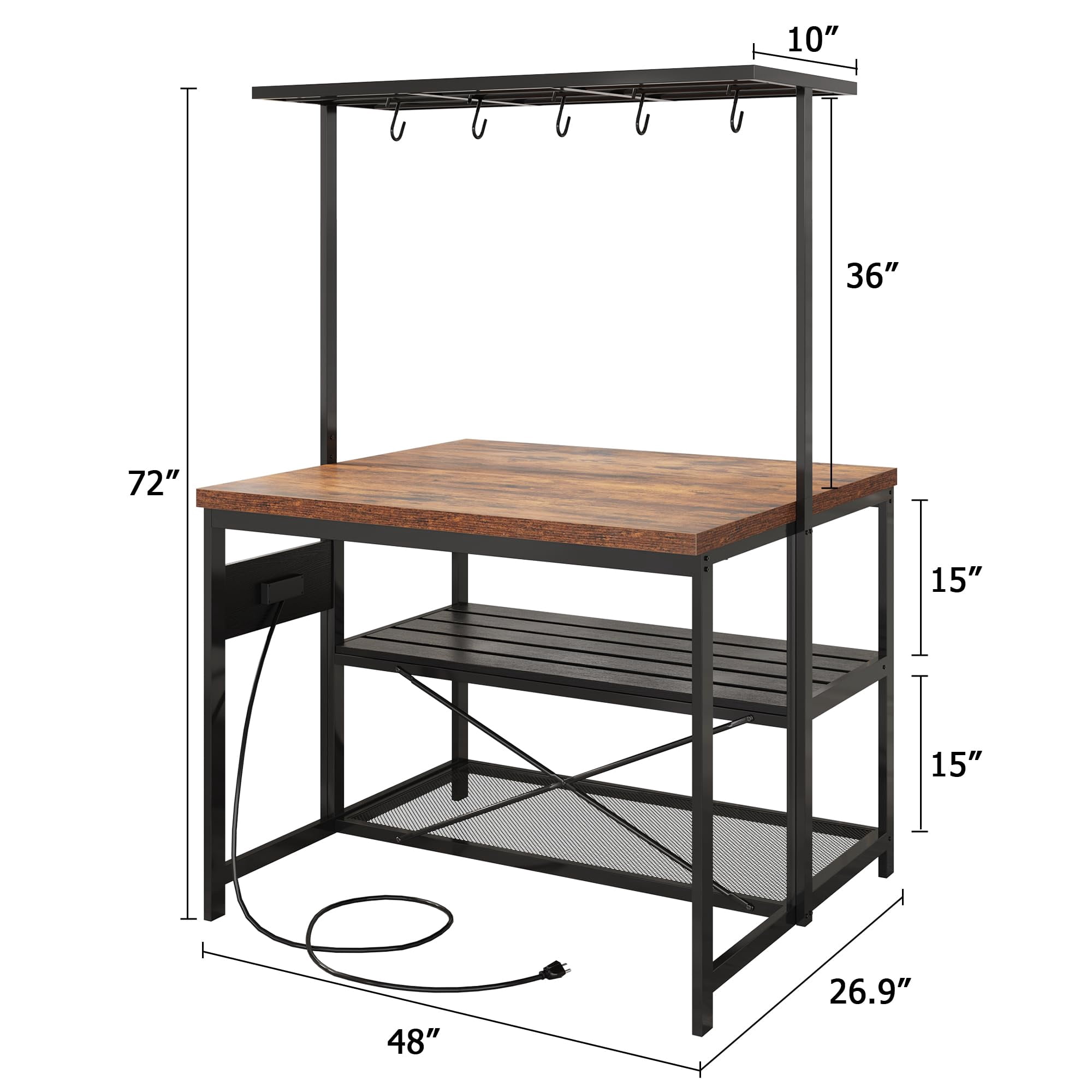 47'' Large Kitchen Island with Power Outlet, Island Table for Kitchen - Versatile, Durable, Space-Savin