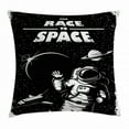 thumbnail image 1 of Astronaut Throw Pillow Cushion Cover, The Race to Space Retro Image with Space Crafts Planets Astronaut vs Cosmonauts, Decorative Square Accent Pillow Case, 24 X 24 Inches, Black White, by Ambesonne, 1 of 2
