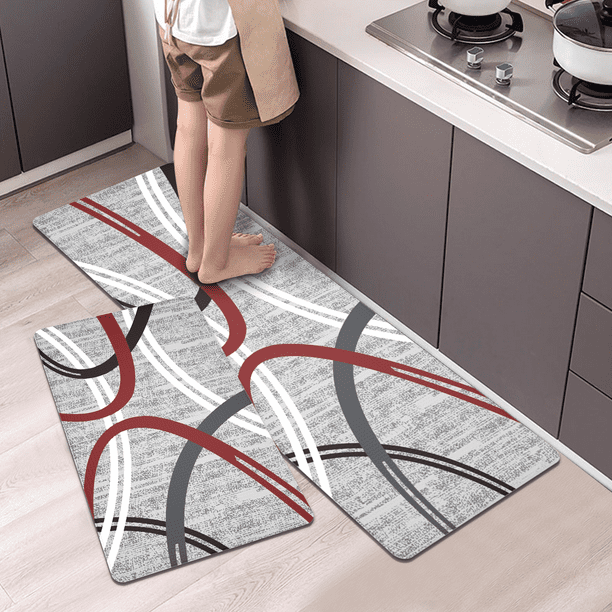 Artnice Modern Abstract Pattern Kitchen Rugs 2 Pcs Set, Memory Foam