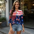 thumbnail image 5 of 4Th of July Shirts Women 3/4 Sleeve Henley neck Cute Shirts Casual Print Three Quarter Length T Shirt, 5 of 7