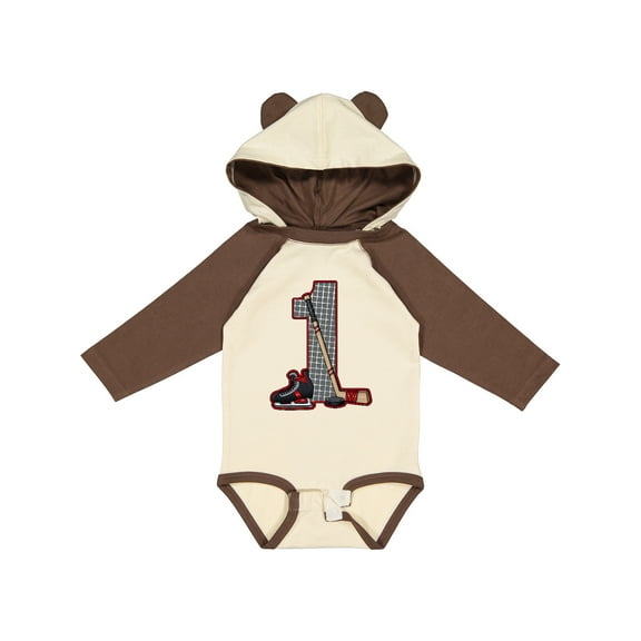 Inktastic First Birthday Red Hockey Boys or Girls Long Sleeve Baby Bodysuit