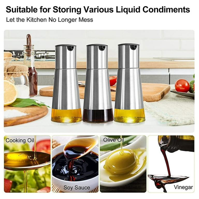 Olive Oil and Vinegar Dispenser Set, 2 Pack Olive Oil Dispenser Cruet with  Elegant Glass Bottle and Drip Free Design