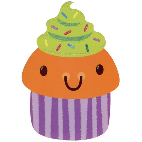 Paper Magic Die Cut Smiling Cupcake Juvenile Birthday Card for Kid / Child