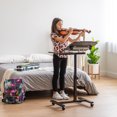thumbnail image 3 of IRIS USA, Rolling Laptop Computer Desk Cart With Side Table, Brown, 3 of 13