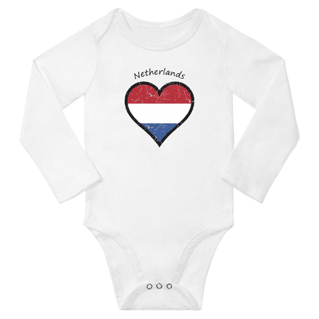 

Netherlands Flag Heart Love Baby Long Sleeve Bodysuit (White 12 Months)