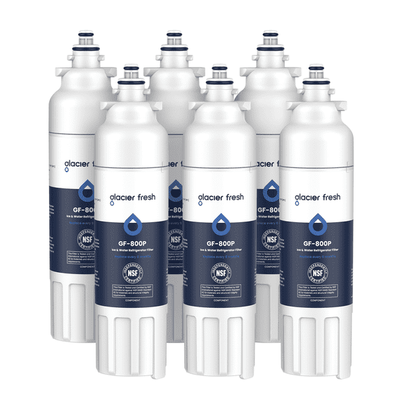 GLACIER FRESH Replacement for LT800P Refrigerator Water Filter, Compatible with LG LT800P, LT800PC, LSXS26326S, Kenmore 46-9490, 6 Pack