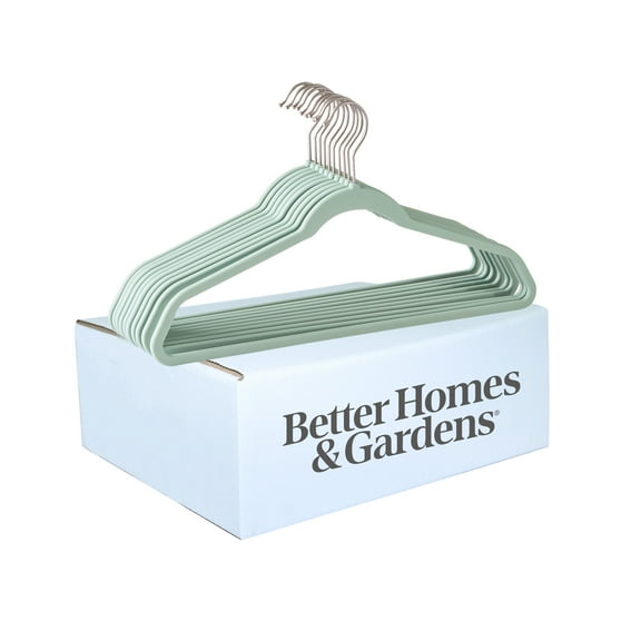 Better Homes & Gardens Rubber Hangers, Non-Slip Clothing Hangers, 30 Value Pack, Green River, Rubberized