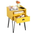 thumbnail image 4 of VECELO Nightstand with 1-Drawer and Metal Legs, Sofa End Table for Living Room Bedroom Office, Yellow, 4 of 8